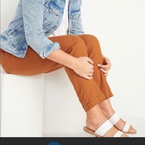 NWT Linen blend straight cropped pant